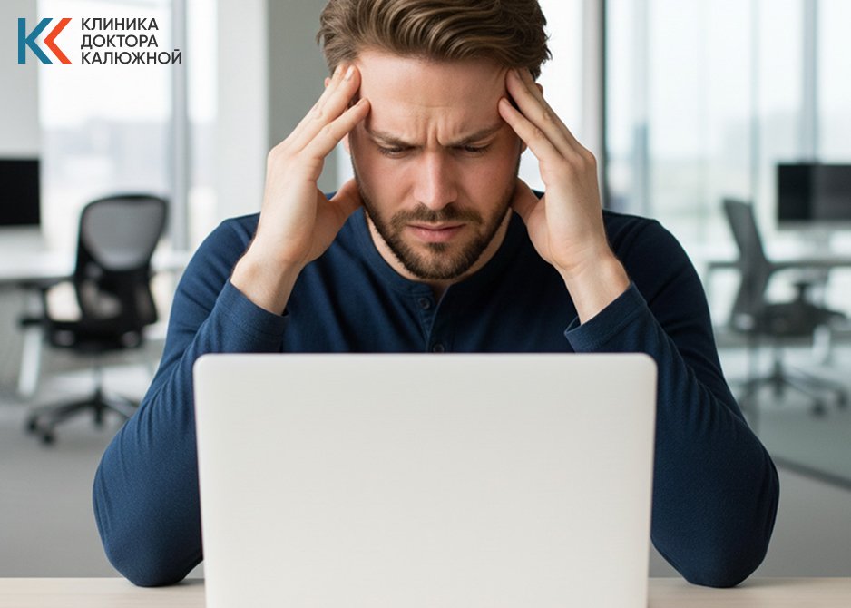 Мужчина испытывает проблемы с концентрацией внимания